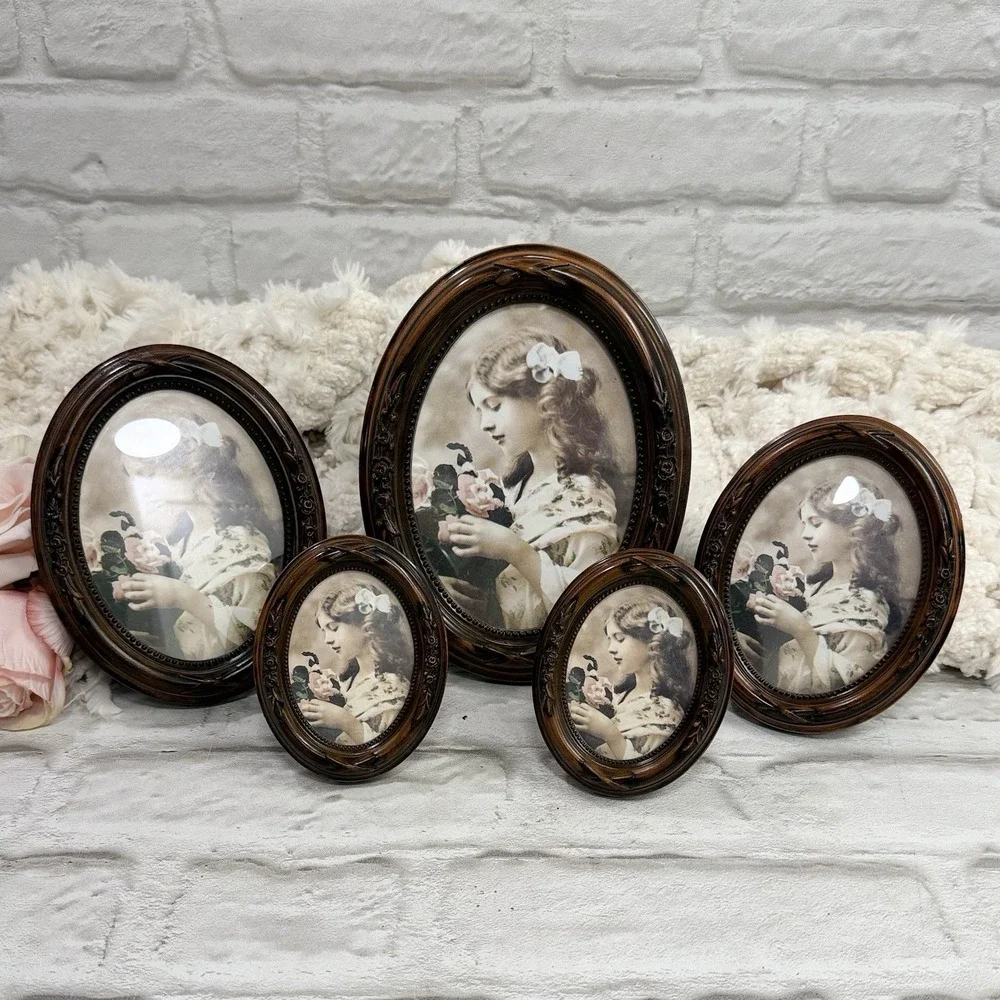 Vtg Victorian Style Ornate Faux Wood Picture Frames Set Of 5 Matching Frames NEW